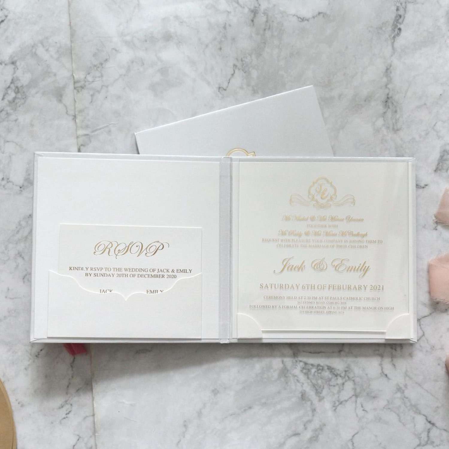 Modern Wedding Invitation Card Transparent Acrylic Invitation With Hard Cover